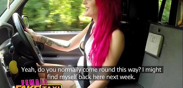  Female Fake Taxi Busty squirting babe fucked and facialised on drivers seat